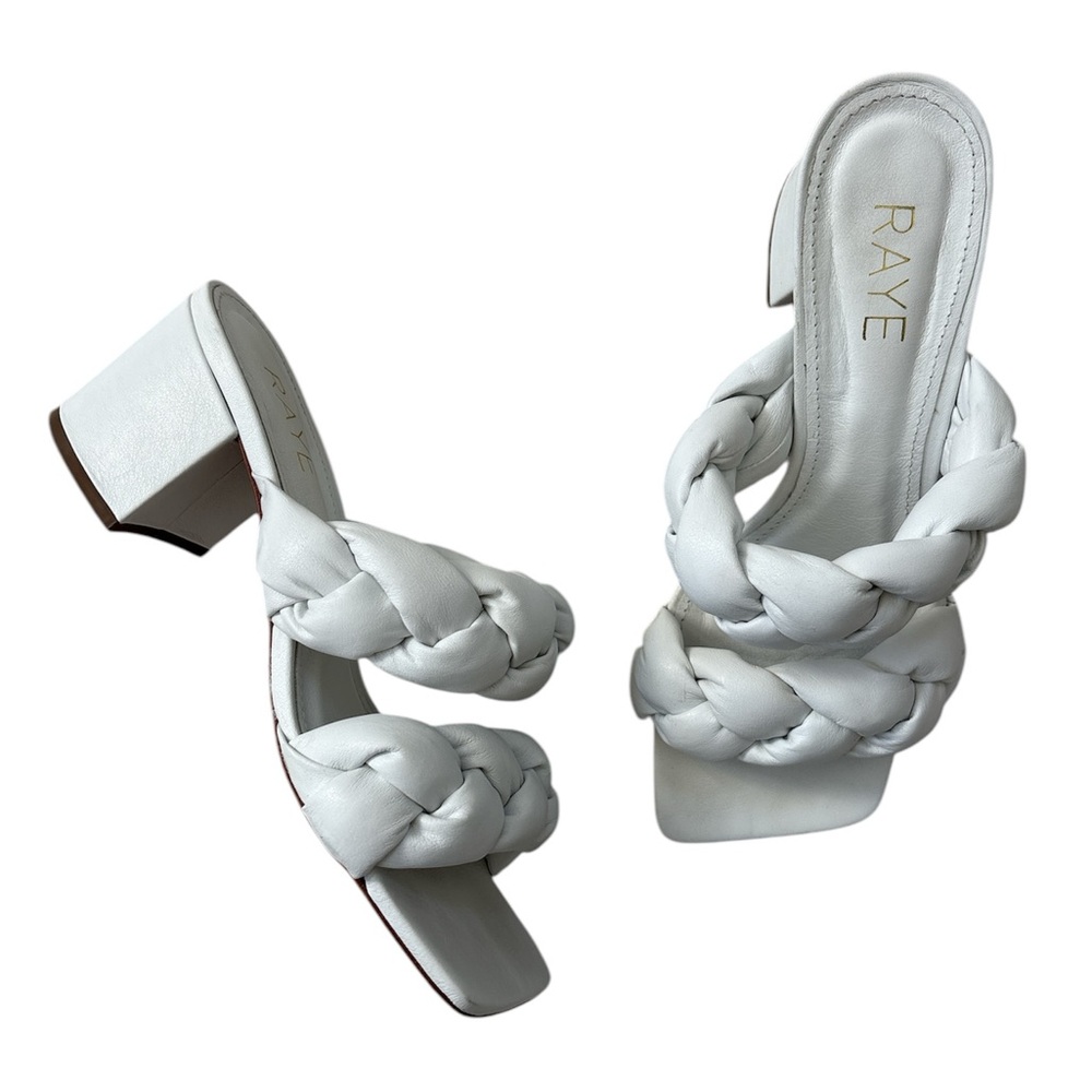 Raye Ozzie Heel Braided Leather Sandal White 6
